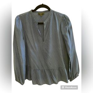 J.Crew 100% Silk Blue Polka Dot Blouse